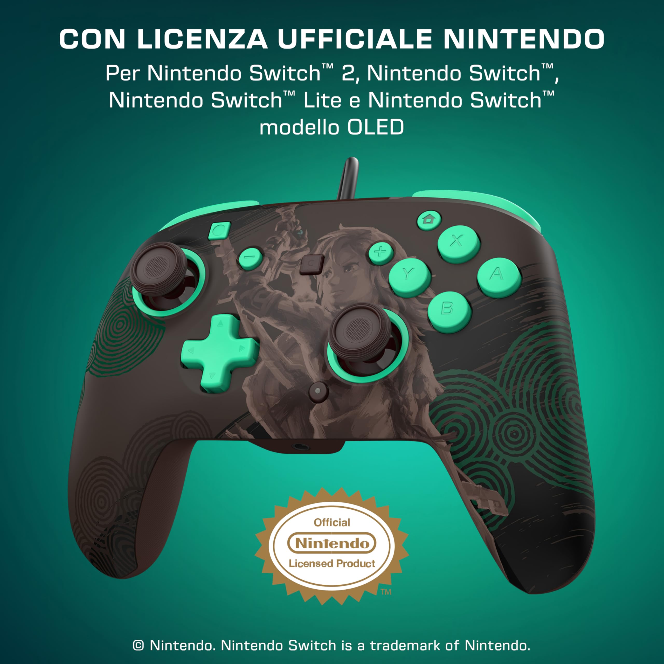 Turtle Beach Rematch Legend of Zelda Controller da gaming cablato con licenza ufficiale per Nintendo Switch 2