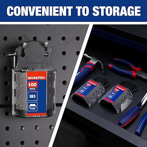 Vista 13 de WORKPRO - Dispensador cuchillas para navajas, acero SK5, 100 unidades por paquete