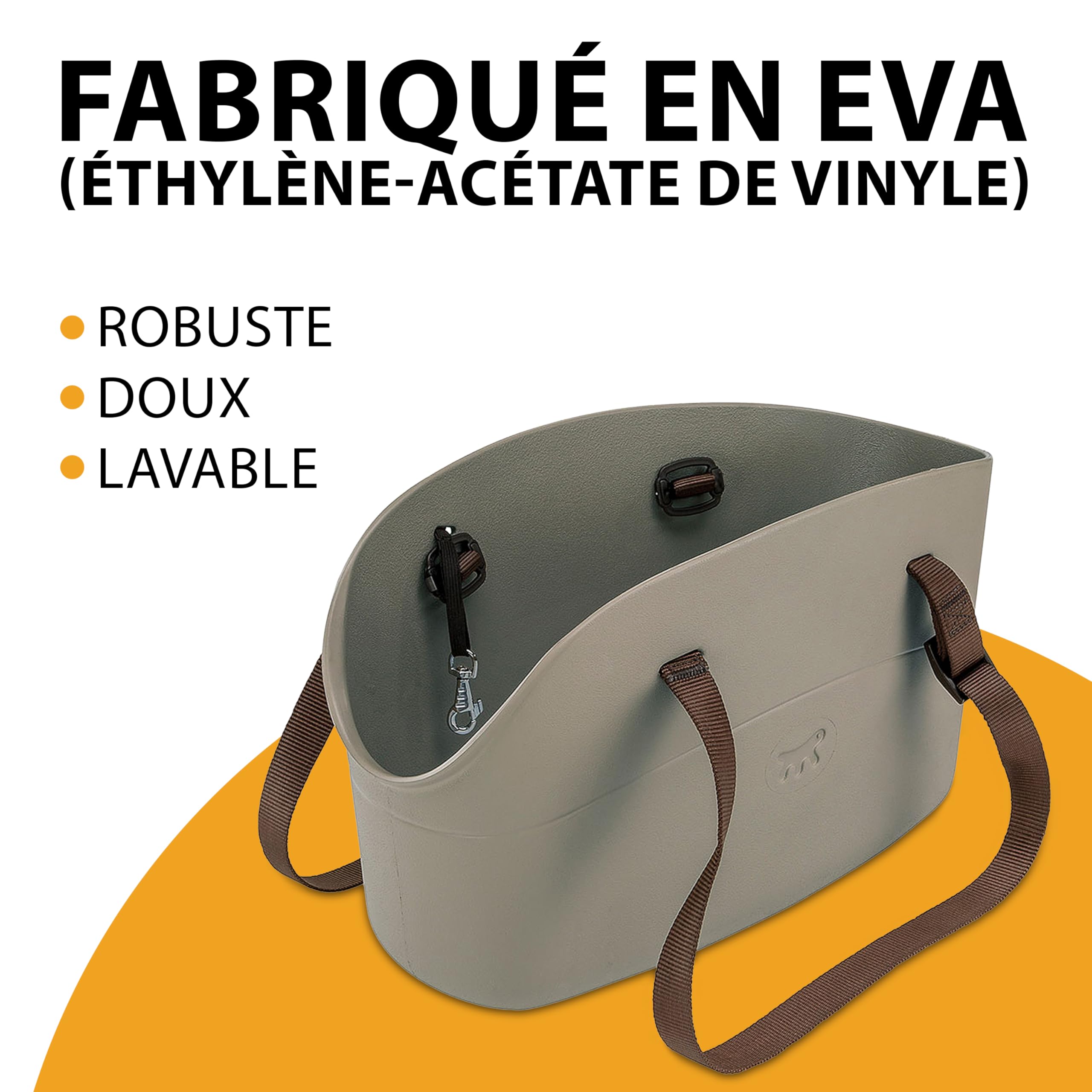 Ferplast Sac pour chiens WITH-ME SMALL, en caoutchouc EVA, poignées réglables, ceinture de sécurité incluse, 14 x 35 x h 22 cm Taupe