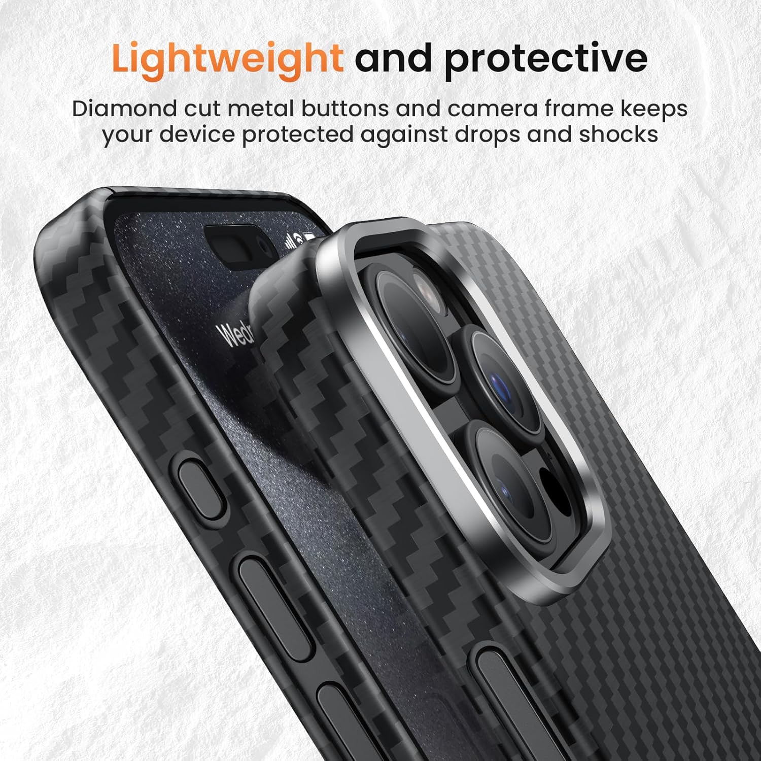 Diaclara Slim Magnetic Series Designed for iPhone 15 Pro Max Case 6.7'',[1500D Aramid Fiber] [Built in Magnet Ring], Protective Shockproof Bumper for iPhone 15 ProMax, Black