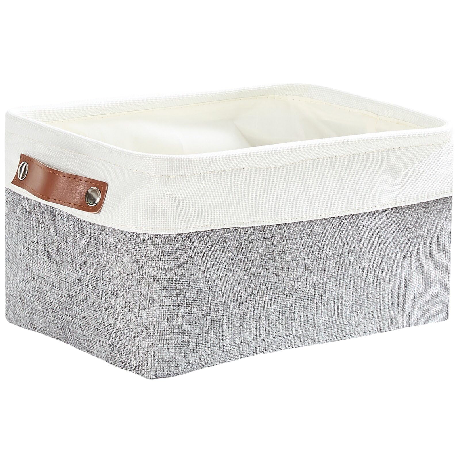 Mangata Canvas Storage Baskets, Thickened Fabric Storage Box for Bedroom Wardrobe Shelf Socks Underwear(Grey/white, S)
