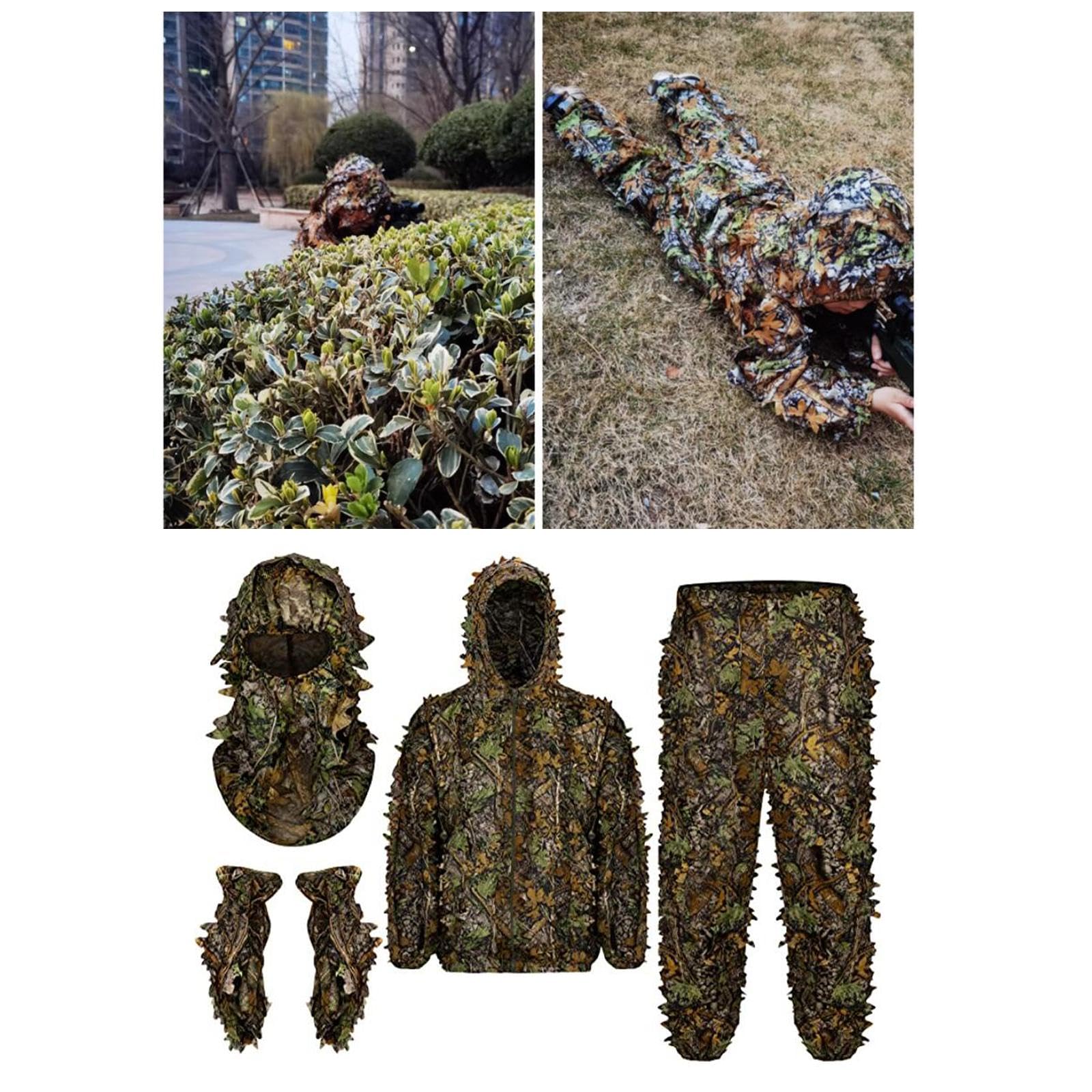 Traje Ghillie, Traje Ghillie 3D Ligero con Estampado de Hojas para Adultos, Traje de Camuflaje Ghillie para, Observación de Aves, Fotografía Y Fi