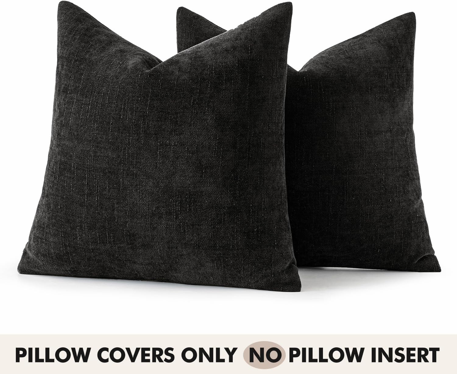 Woaboy Set of 2 Textured Throw Pillow Covers Decorative Soft Accent Square Chenille Pillowcases Neutral Farmhouse Cushions Modern Home Decor for Couch Sofa Bedroom Living Room 18x18 Inch,Black - Image 7