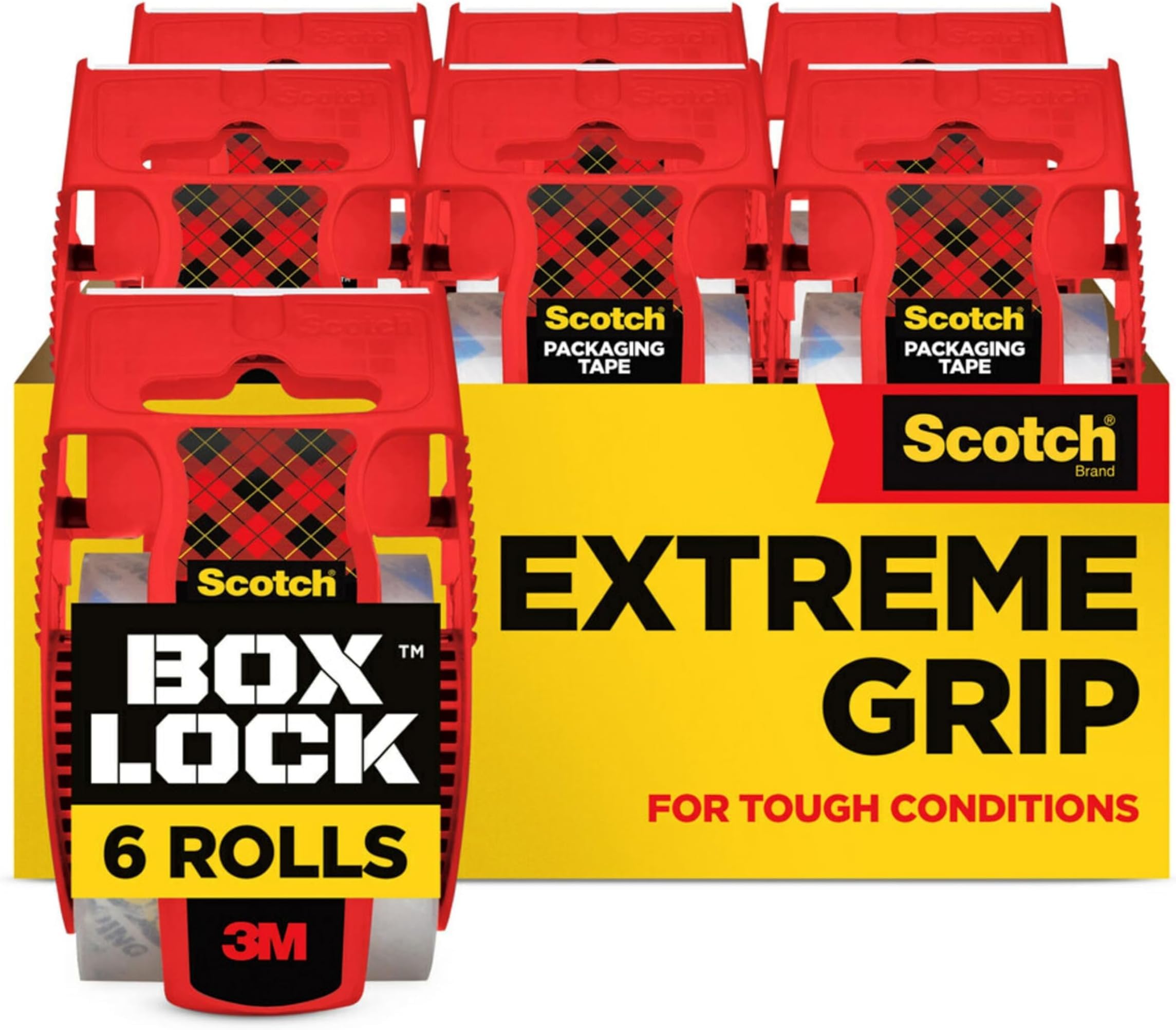 Scotch Box Lock Tape - 6 Rolls, Strong Grip -9 Scotch Box Lock Tape - 6 Rolls, Strong Grip -9