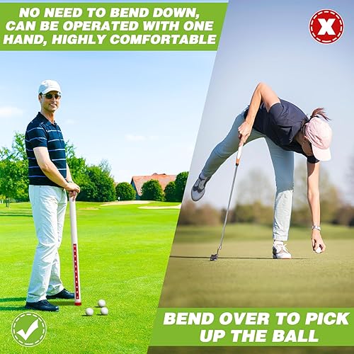 Miniatura 4 de Juego de recogedor de golf de 3 piezas, tubo grueso profesional, tubo de plástico, reciclador de pelota de golf transparente con liberación de bola,