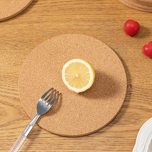 Miniatura 9 de FirstGift Salvamanteles de corcho, paquete de 12 salvamanteles de corcho de alta densidad, 8 pulgadas de diámetro x 0.4 pulgadas de grosor, corcho