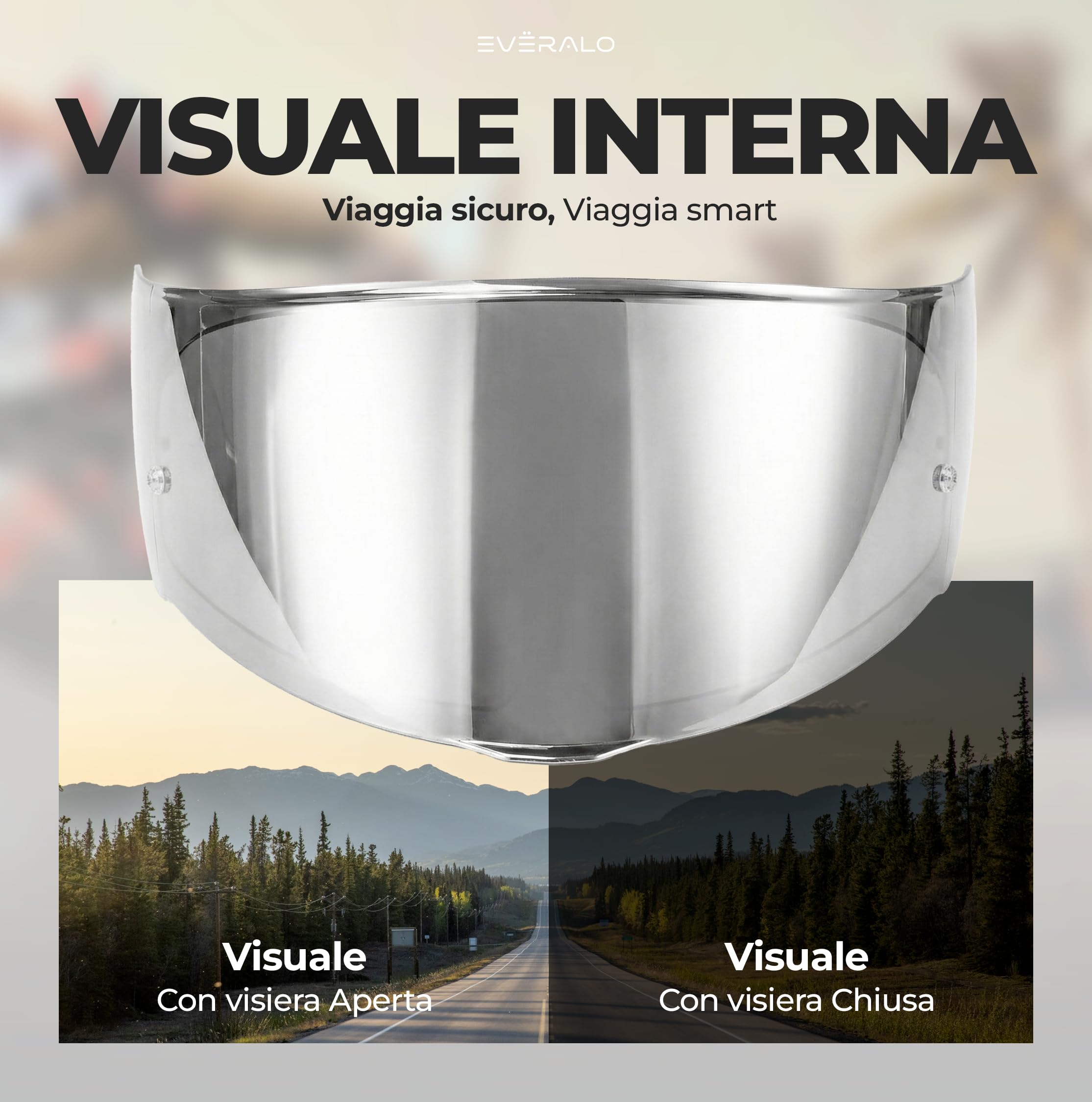 Visiera Compatibile con LS2 FF353 Rapid - Rapid II - FF320 Stream Evo - FF800 Storm - Storm II (Argento Cromo)