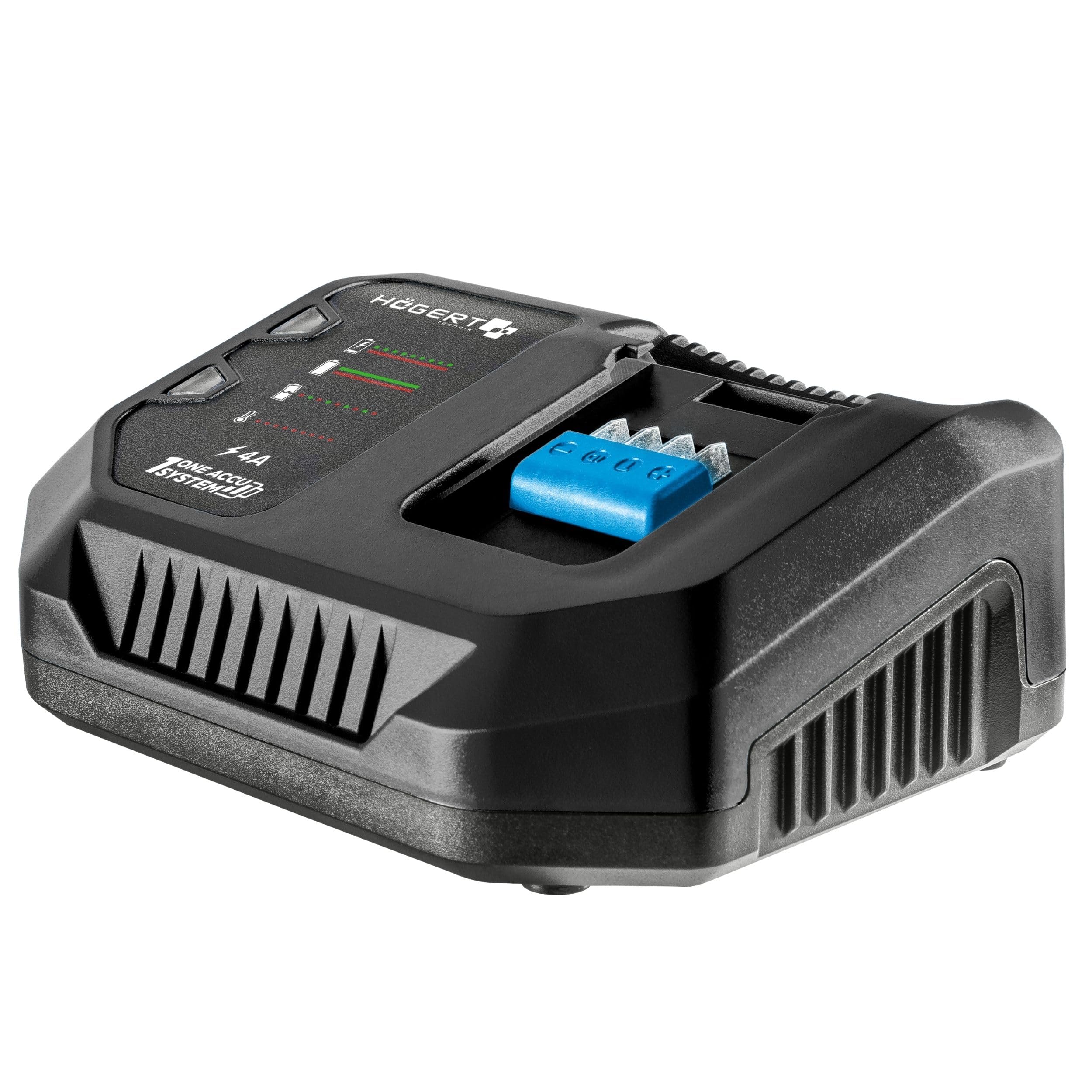 HÖGERT TECHNIK Juego de martillo perforador inalámbrico sin escobillas, 18 V, 2,0 J, función de cincel, batería de 4,0 Ah, cargador de 4 A, engranaje metálico, LED, para hormigón y metal + batería