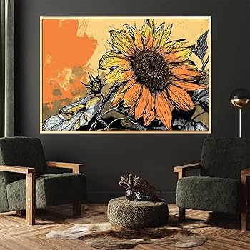 絵画｜油絵｜Sunflowers｜ひまわり｜Interior art 絵画｜油絵｜Sunflowers｜ひまわり｜Interior art Amazon.com