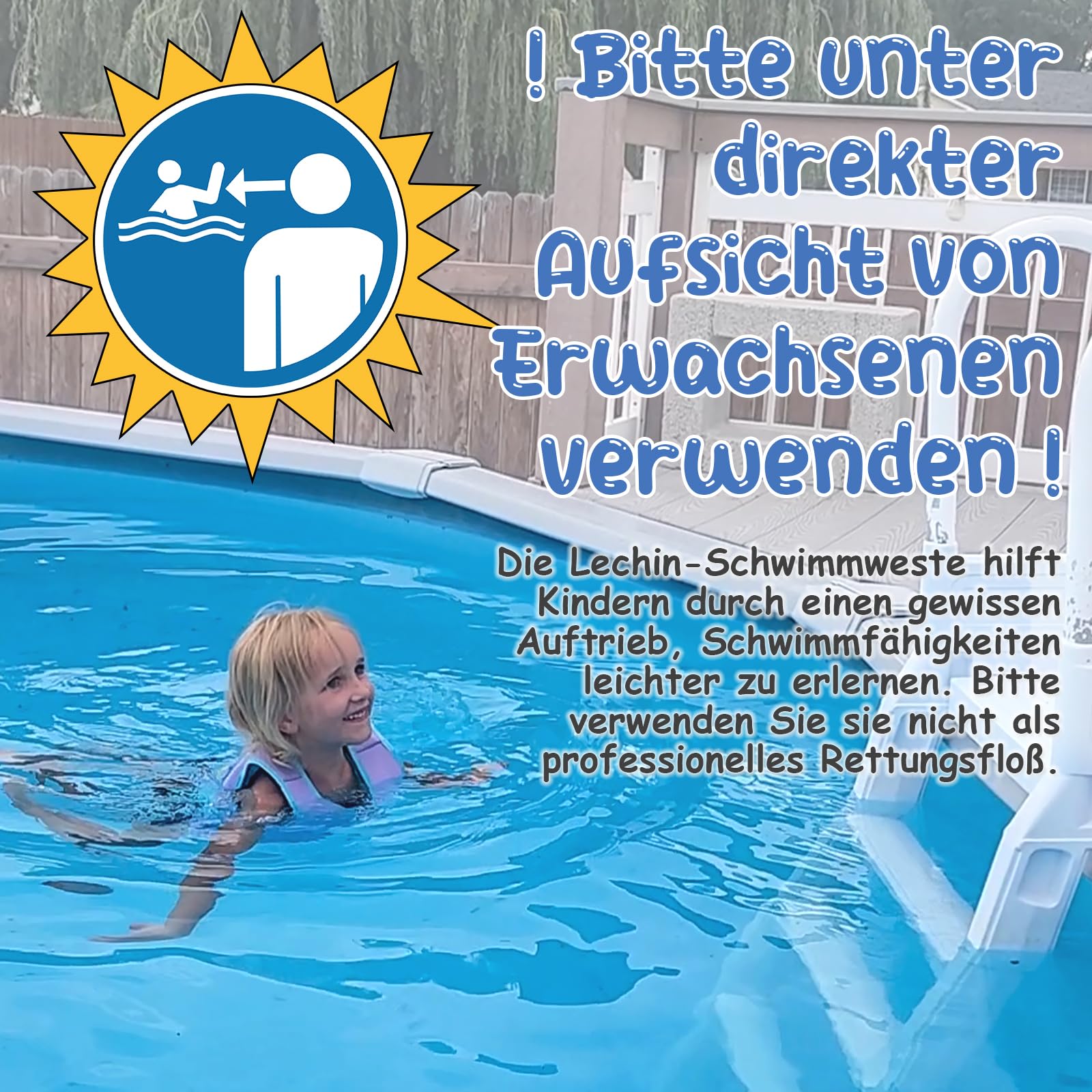 Lechin Schwimmweste Kinder Schwimmhilfe aus Neopren und EPE Hilfsweste zum Schwimmenlernen