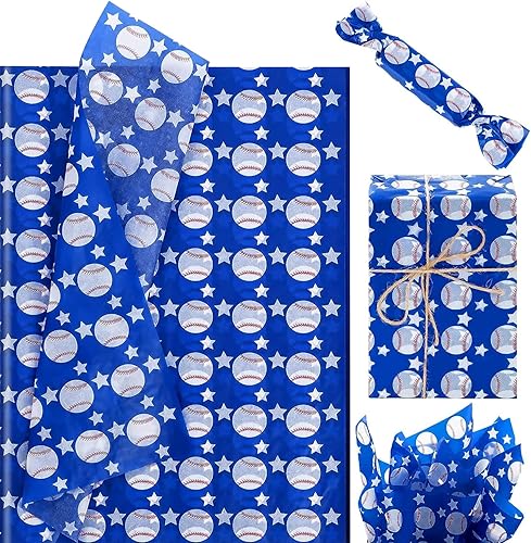 Kavoc 100 hojas de papel de seda de béisbol de 20 x 14 pulgadas, hojas de papel de regalo de béisbol a granel para envolver regalos, hojas de