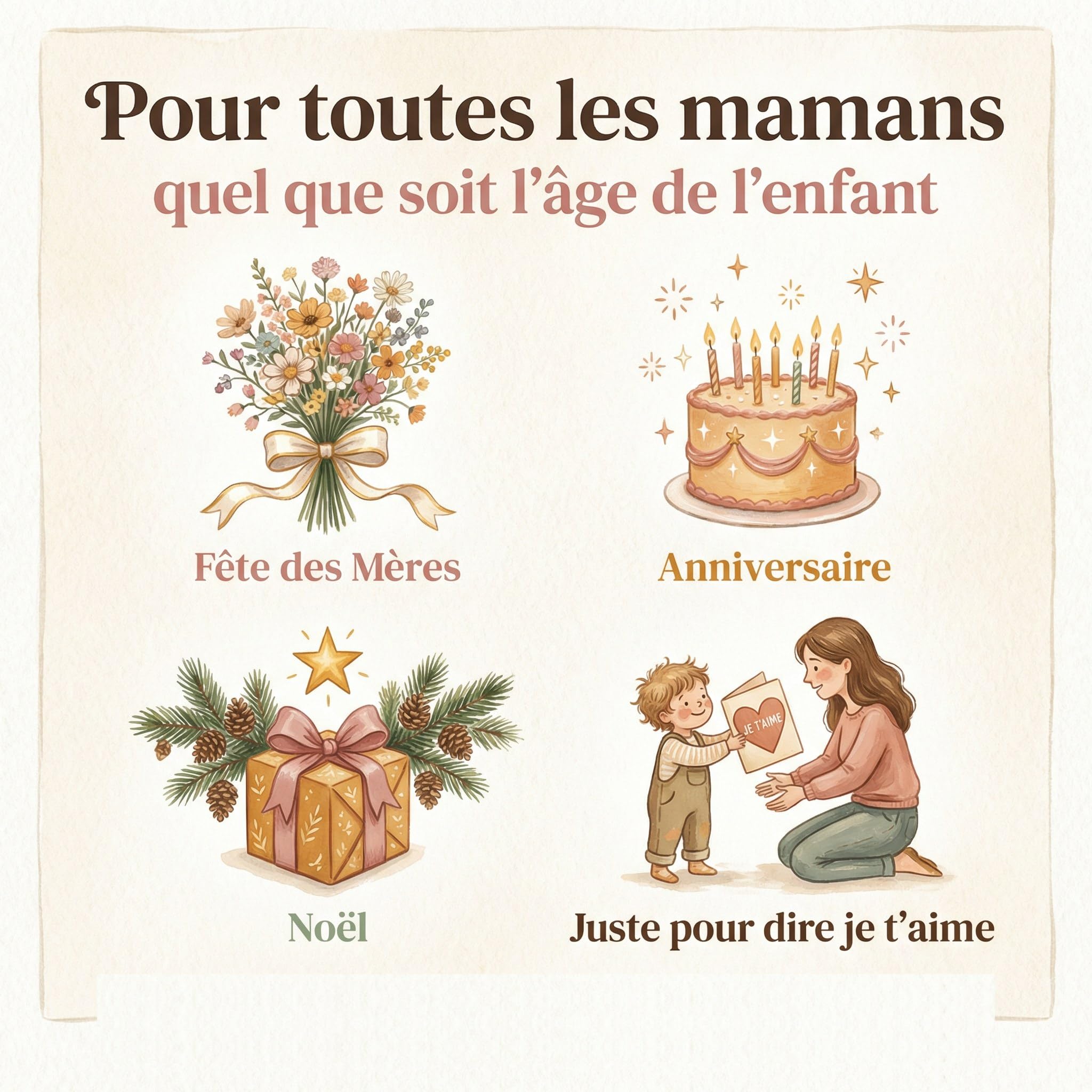 Livre Maman Personnalisé Photo Prénom - Cadeau Naissance et Anniversaire | Votre enfant raconte le jour où vous êtes devenue sa maman : ses mots et vos photos deviennent un vrai livre de 32 pages.