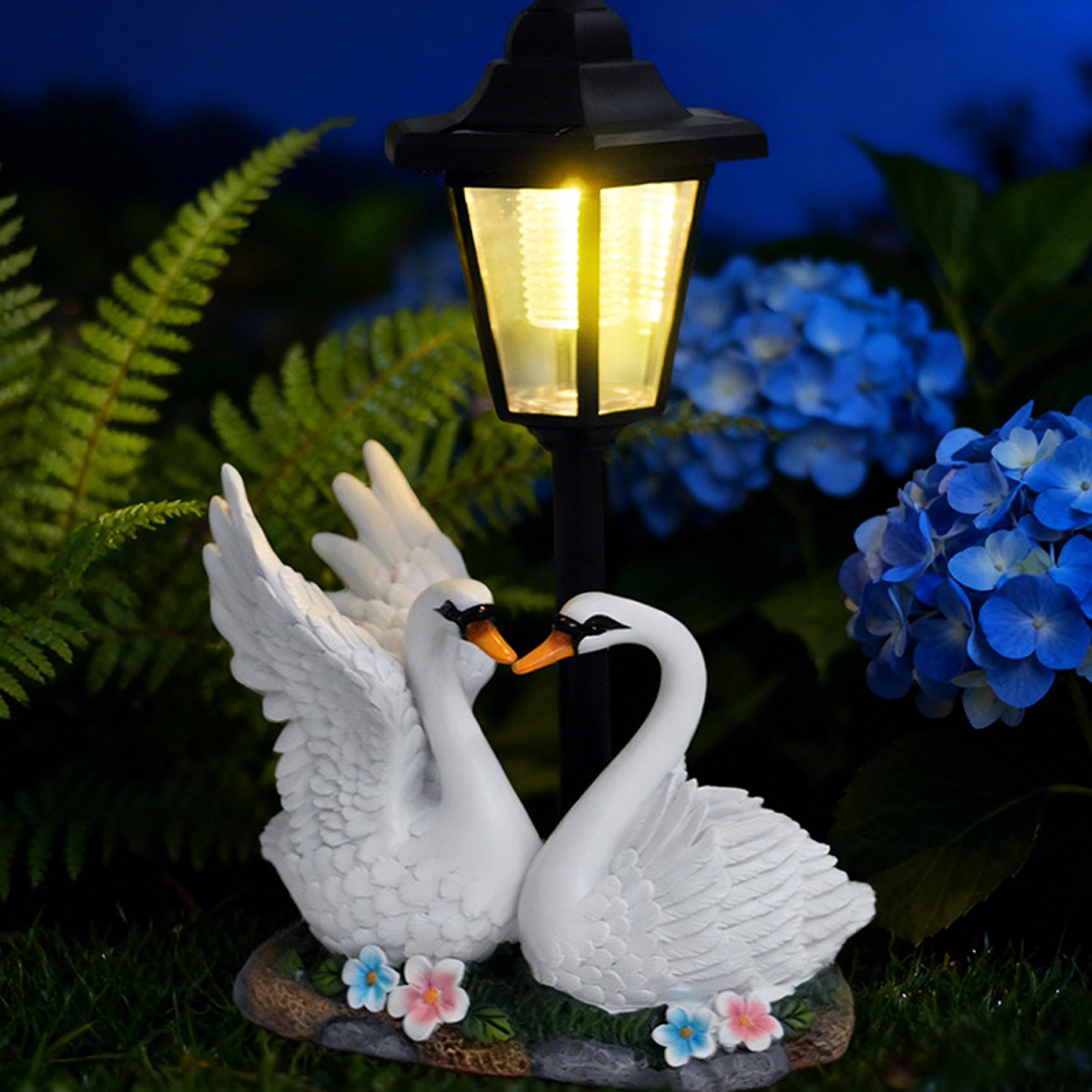 Estatuas solares de jardín Pareja de cisnes con luz solar figura de pato para exteriores para decoración de patio y porche Estatuas solares de jardín estatua de cisne estatua de pato figura de p