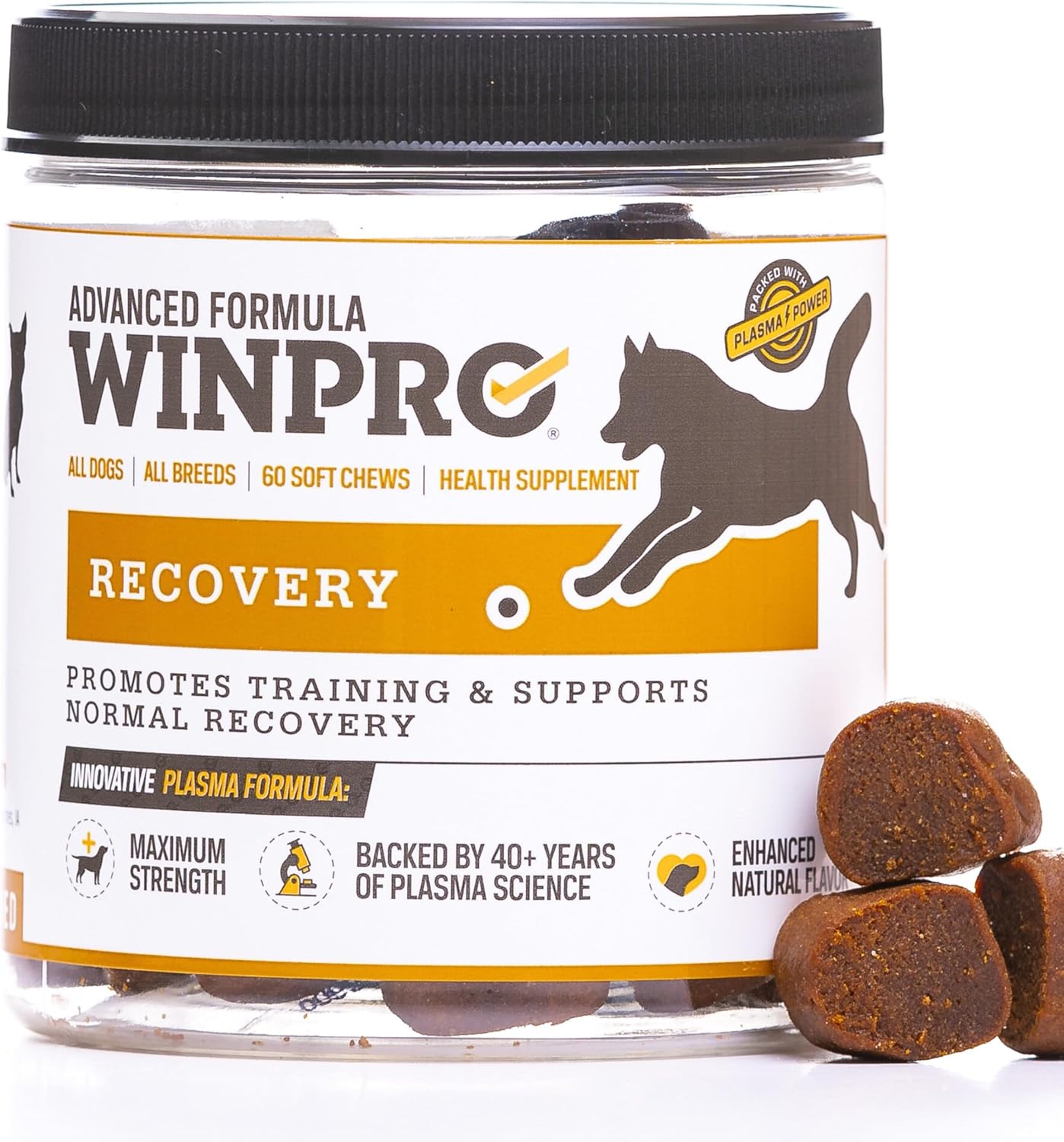 WINPRO Recovery Soft Chews for Dogs, Plasma-Powered to Support a Healthy Inflammatory Response, and Dog Training Support for Competition, Sport, and Agility Dogs, 60 Count