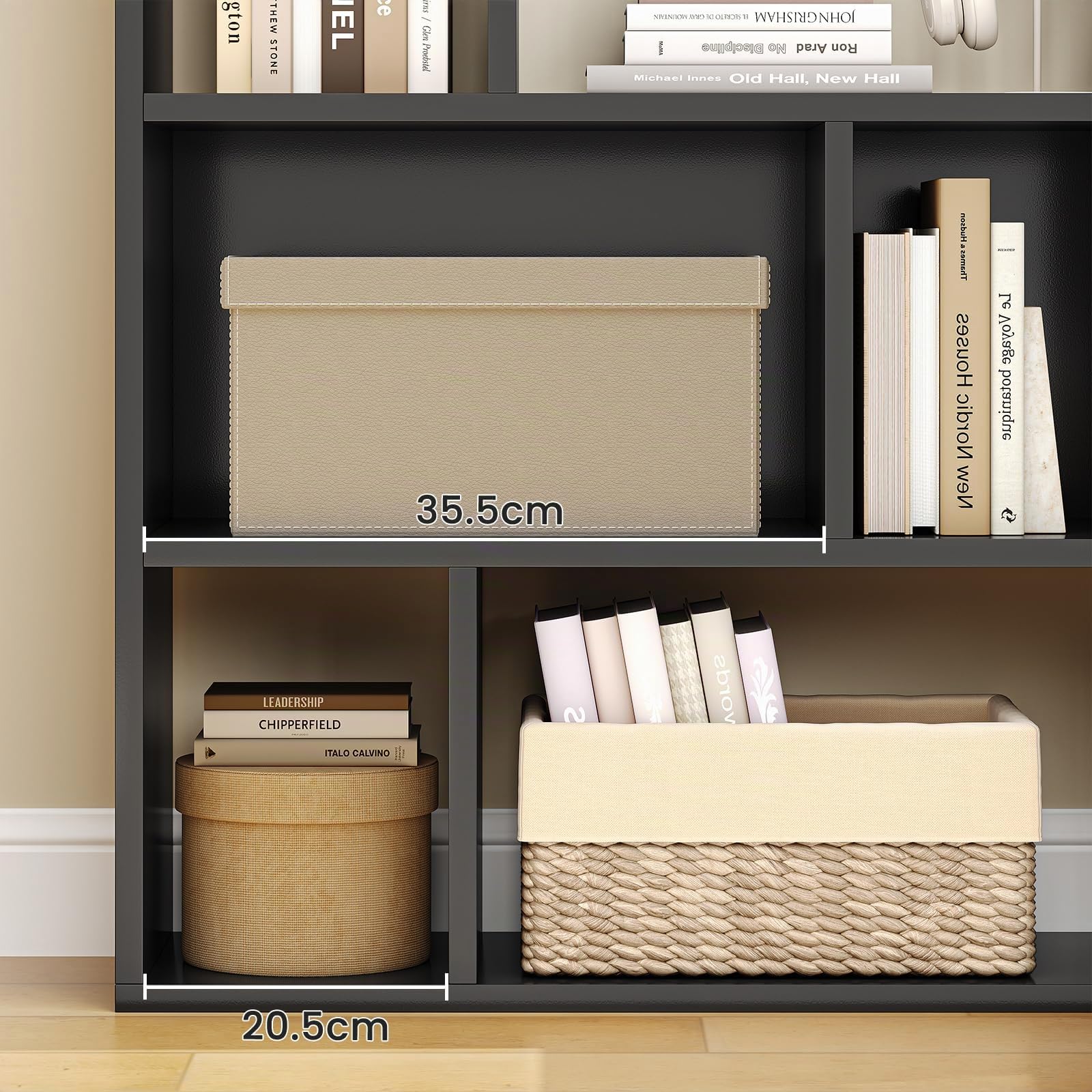 Bücherregal, Regal mit 6 Ebenen, Freistehend Bücherschrank mit 12 offene Fächer, Standregal für Wohnzimmer, Schlafzimmer, Badezimmer, Büro, Modern, Leicht zu Montieren, 173x60x24 cm, Schwarz