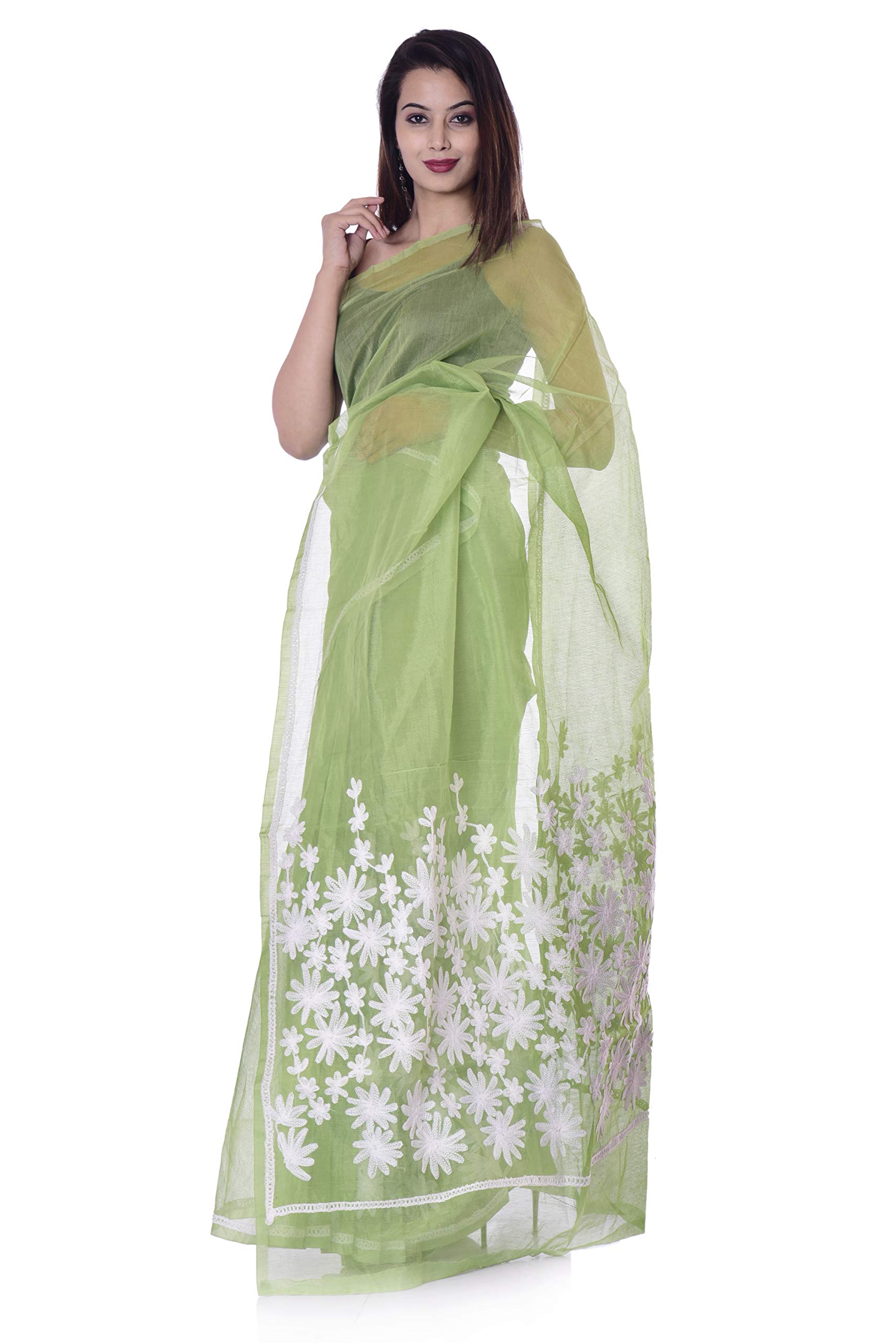 Rajasthani LookWomen's Net Saree With Blouse Piece (RLNCS0522_05_Light Green)