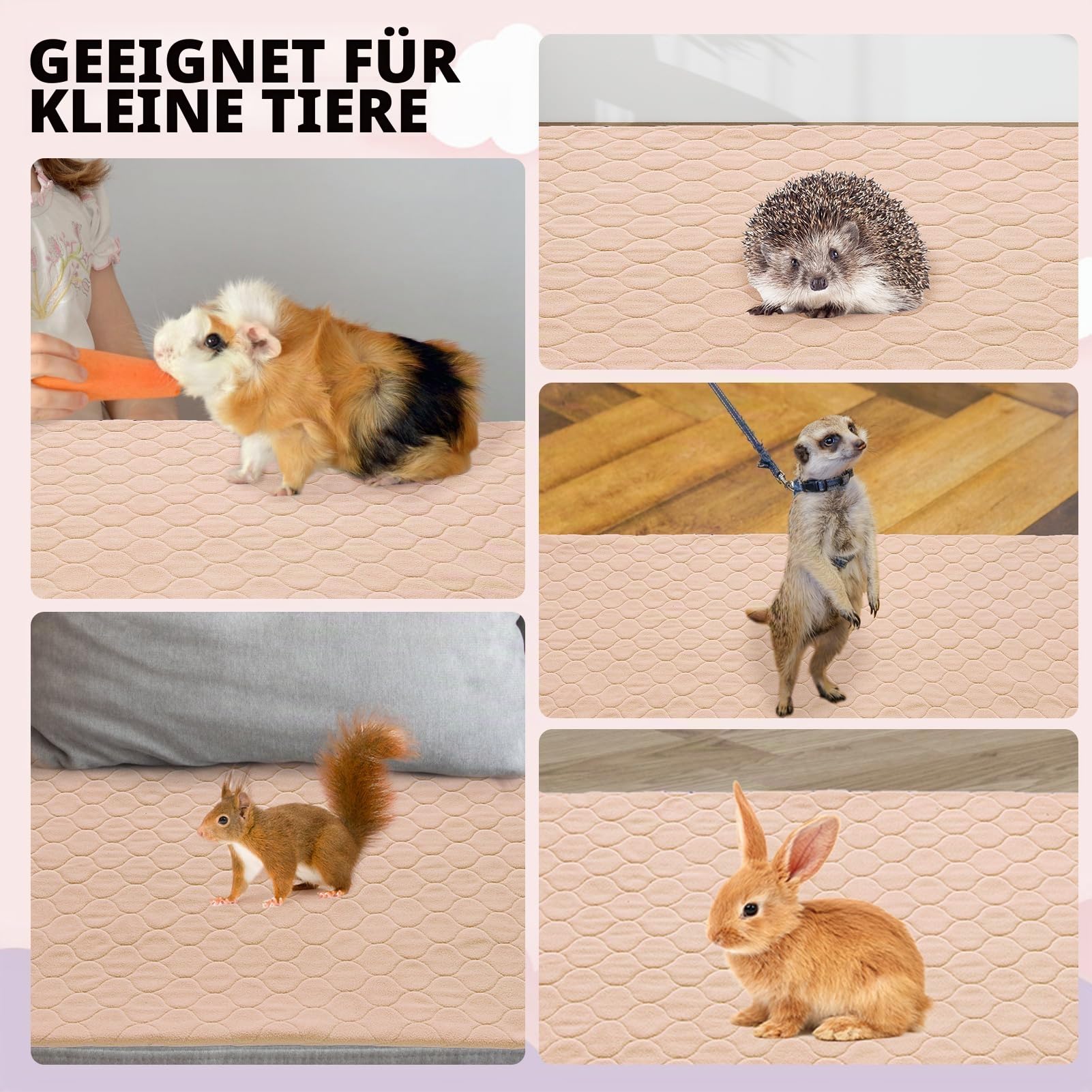 Scenereal Meerschweinchen-Käfigeinlage, Fleece-Einlage, starke Wasseraufnahme, Meerschweinchenbett, wiederverwendbar, waschbar, weiche und bequeme Matte für kleine Tiere, Chinchillas, Hamster, Hase