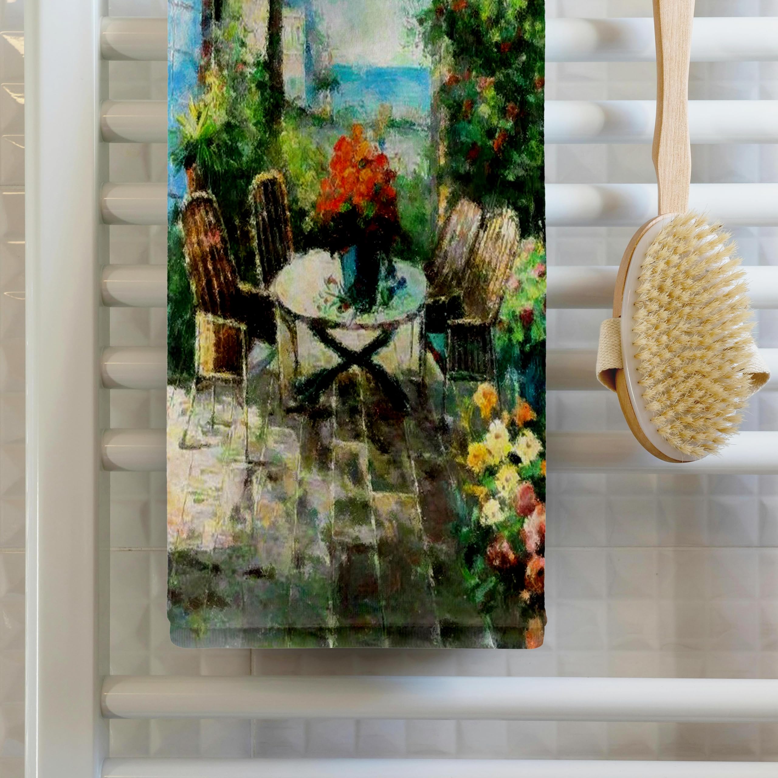 3dRose 15x22 Hand Towel - Picture of an Italian Villa Painting Decorative