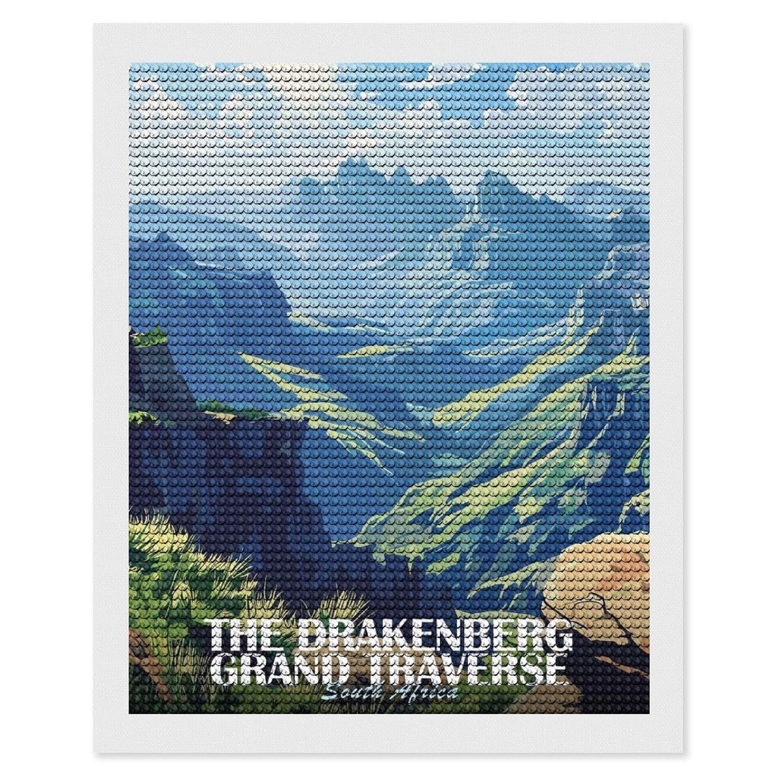 Junmoney Drakensberg Grand Traverse South Africa Diamond Painting Set 16"x20", Full Kit Included, Sparkling Round Gems, Farmhouse Decor, Festive Craft Gift