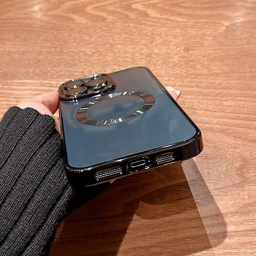 Miniatura 4 de Threehundred Funda magnética transparente para iPhone 12 Pro Max con protector de lente de cámara, protección completa MagSafe de silicona