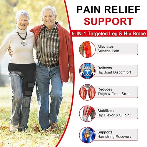 Miniatura 2 de SPOTBRACE Soporte de cadera para aliviar el dolor de ciática, envoltura de compresión de isquiotibiales para nervio ciático, muslo, tensión flexora