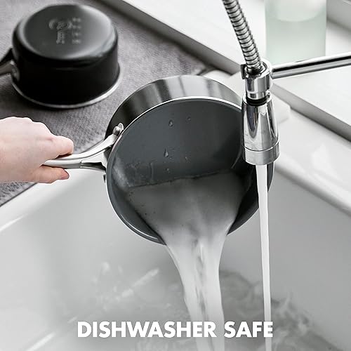 Miniatura 5 de GreenPan Swift Healthy - Juego de cacerolas antiadherentes de cerámica de 1 cuarto y 2 cuartos de galón, mango de acero inoxidable, sin PFAS, apto