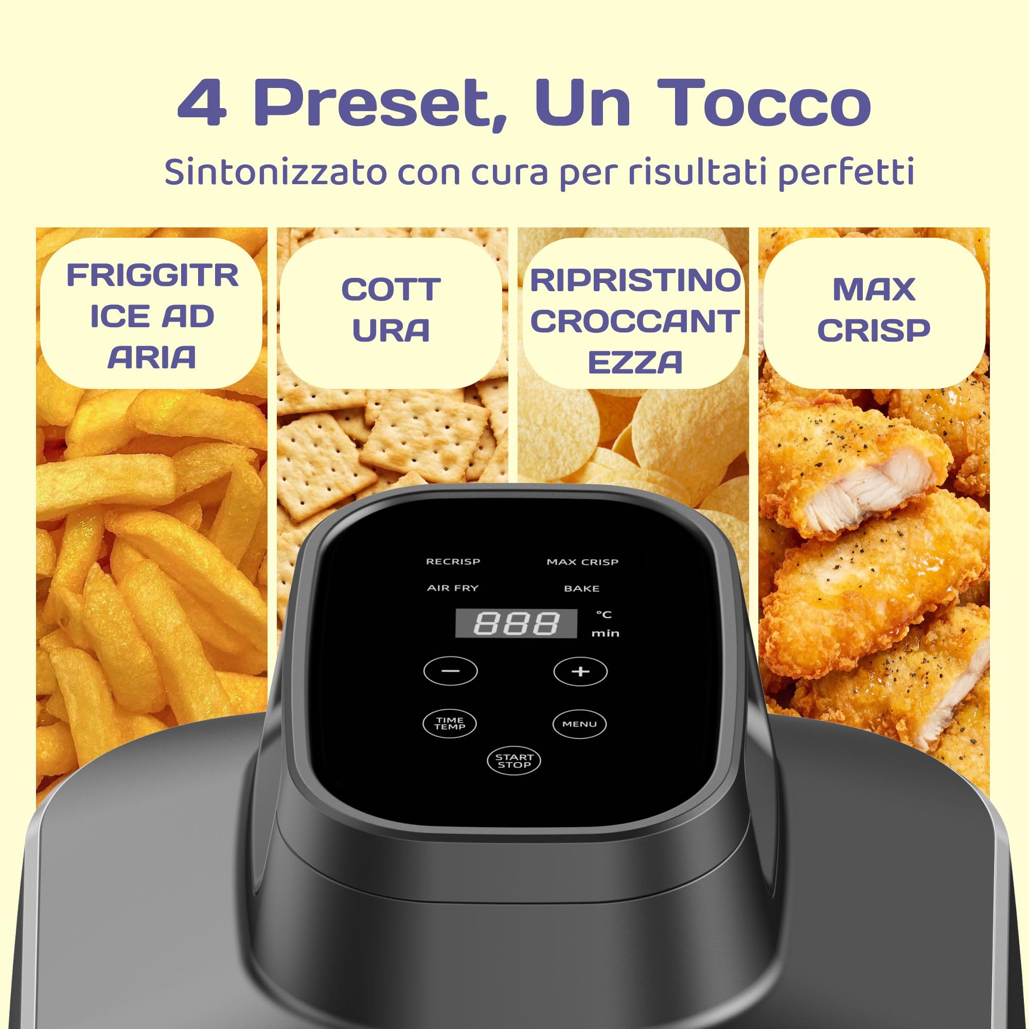 ADIVO Friggitrice ad Aria in Vetro 4L/1.5L,1500W Ciotola Visiva,Doppia Capacità,4 Modalità,Senza Olio & Nessun Rivestimento,Lavabile in Lavastoviglie,Portatile per Camping/Ufficio,Cucina Sana