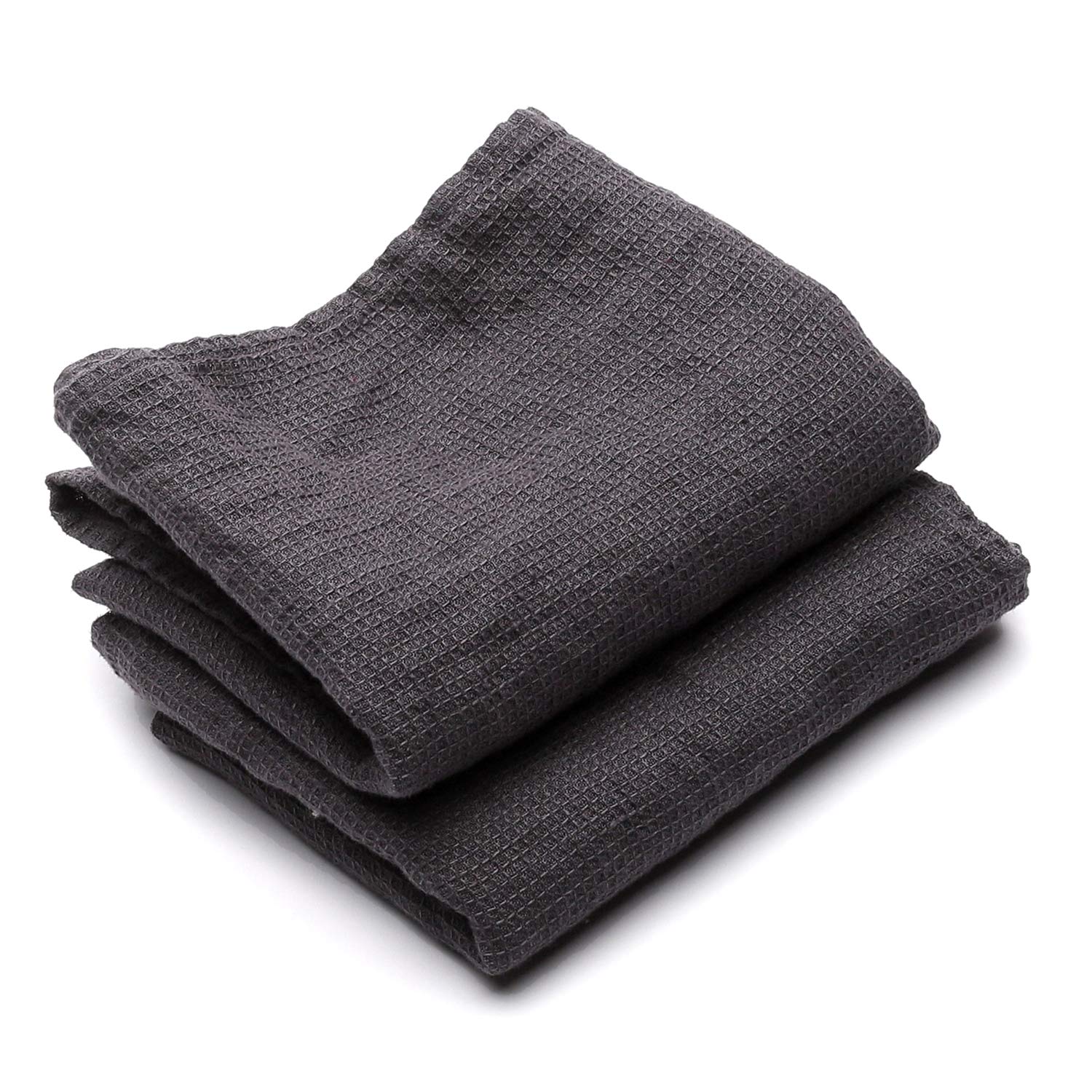 LinenMe Hand Towels Washed Waffle Set of 2 Grey, 50 x 70 cm, Made in Europe, Bath Sheet, European Linen, Machine Washable, Super Absorbent, 100%