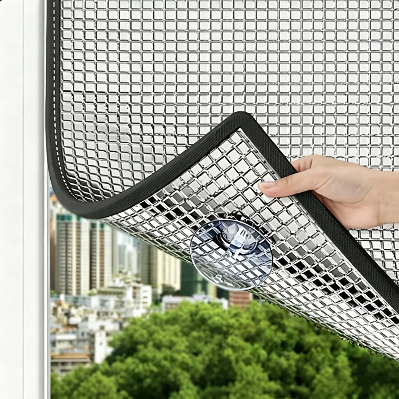 Suction Cup Total Blackout Window Film,Anti UV Reflective Privacy Window Tint Film,7mm Thick Heat Control Aluminium Foil Window Tinting Film,for Home Office Bathroom (100x140cm)