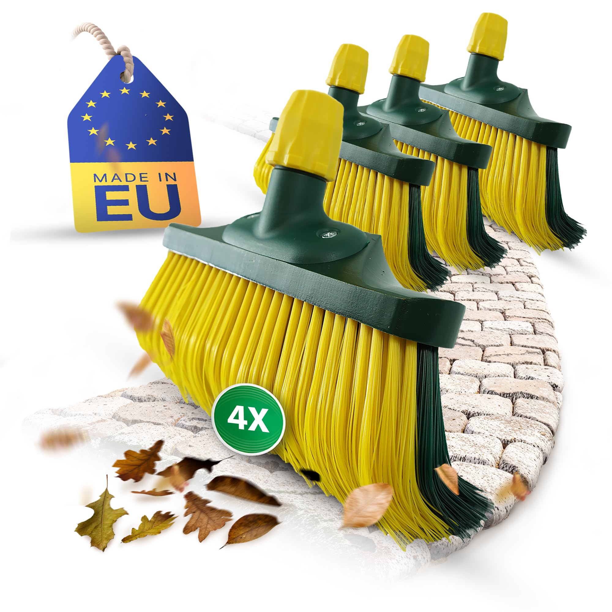 Novaliv Besenkopf Krallenbesen Set 40 cm Holz Besenaufsatz Schneebesen Kratzbesen Rasenbesen Besen Allzweckbesen Hofbesen (4, 40 cm Ersatzkopf)