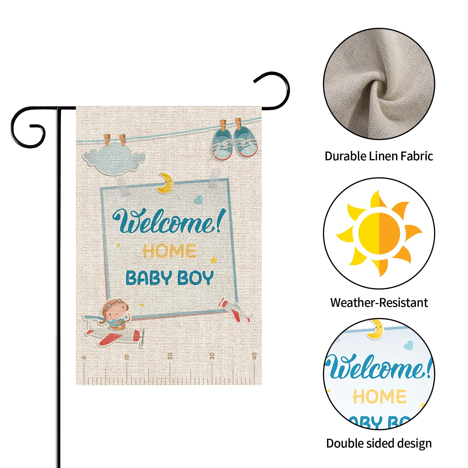 Gartenflagge 'It's A Boy' – Welcome Home Baby, 30,5 X 45,7 Cm, Doppelseitig, Blau, Polyester, Für Rasen, Garten, Terrasse
