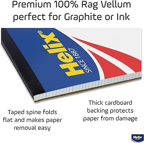 Miniatura 3 de Helix - Bloc de papel 100 % vellum de trapo, 1 pulgada equivale a cuadrícula de 10 x 10 pulgadas, 8.5 x 11 pulgadas, bloc de 50 hojas, sin ácidos,