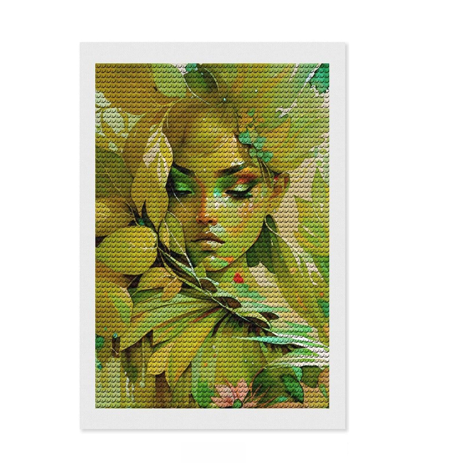 Junmoney Leafy FAE Diamond Style Art Kit 8"x12", Farmhouse Decor, Relaxing DIY, with Tool Kit, Thoughtful Present, DIY