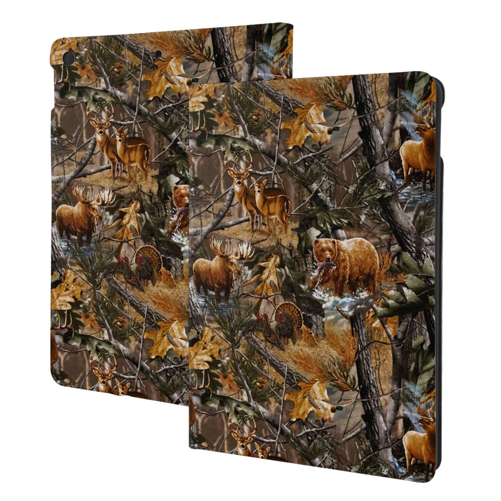 Premium Pu Leather Ipad 10.2 Inch Case - Stand Cover with Auto Sleep Wake, Shockproof Protective Cover for Ipad 7th/8th/9th Generation, Camo Hunting