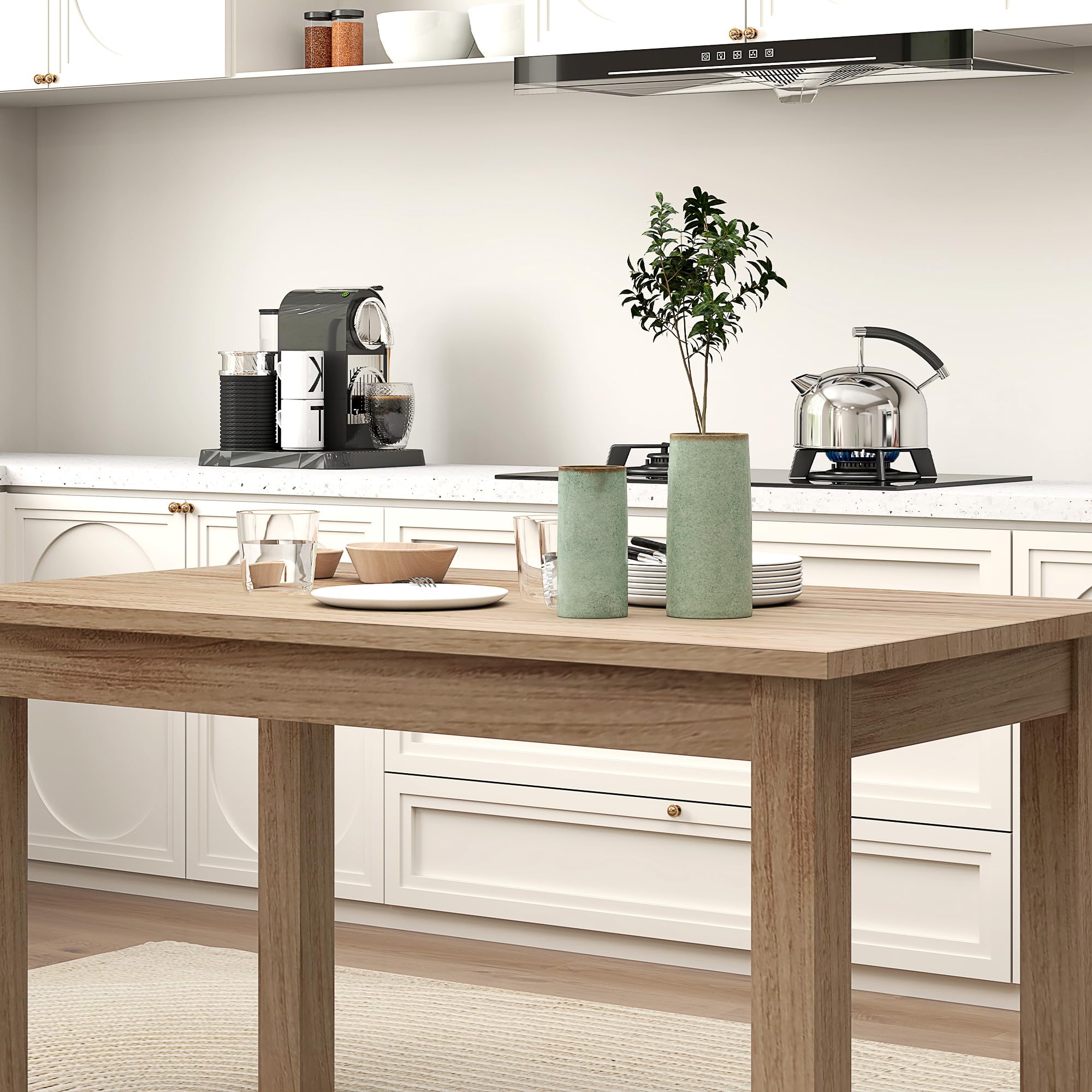 HOMCOM Mesa de Comedor para 6 Personas Salón Cocina 140x80x78 cm Natural | Mesa de Cocina, Tablero Laminado