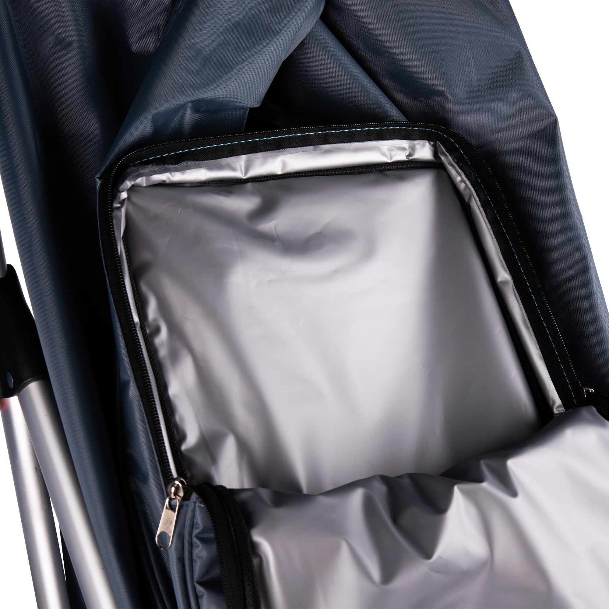 Cofan Carro de compra plegable con 6 ruedas | Material: aluminio | Bolsa de 53 litros | Bolsillo para congelados | Naranja y negro/Gris (Gris, 53 Litros)