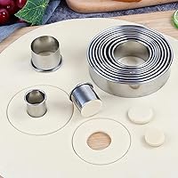 Vista 6 de Round Cookie Cutters Set 12 Pieces Bistcuit Cookie Cutters Circle Pastry Cutters Round Donut Ring Molds for Baking for Pastries Doughs Doughnuts