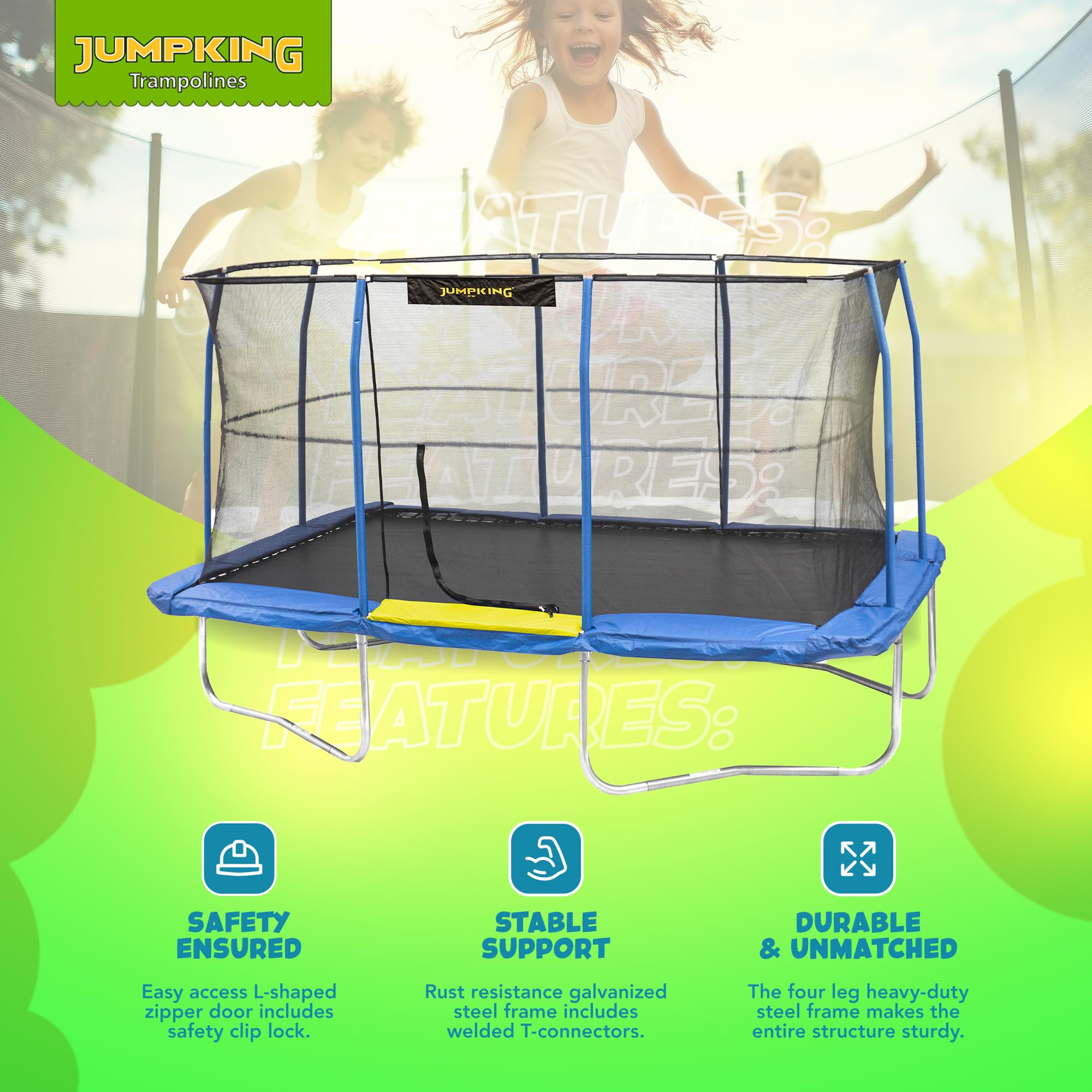 Amazon | JumpKing 10 x 14フィート 閉じた長方形トランポリン