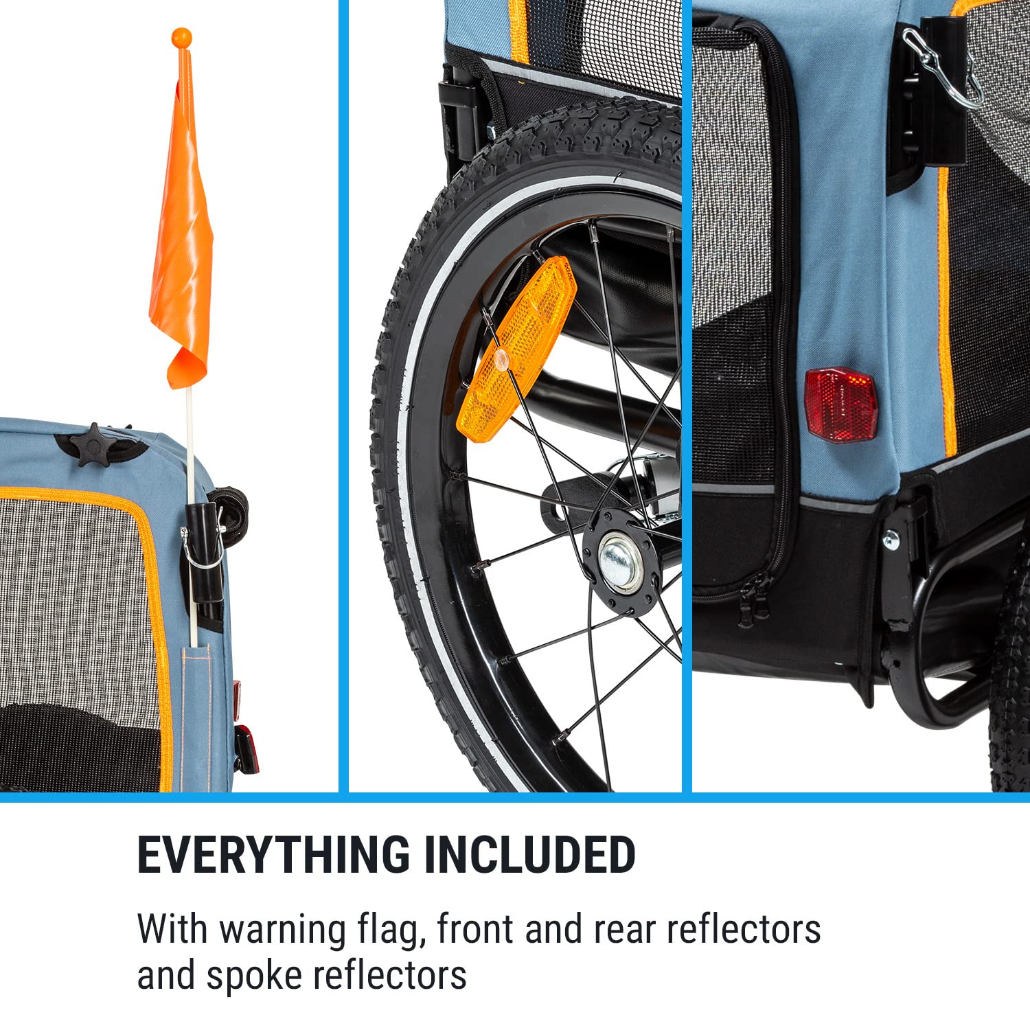 KLARFIT Corgi 2 en 1 Remolque de Bicicleta y Silla de Paseo para Perros - Remolque para Perros con Capacidad máxima de 30 kg, Marco de Acero Revestido en Polvo, banderín, 600D Oxford Canvas
