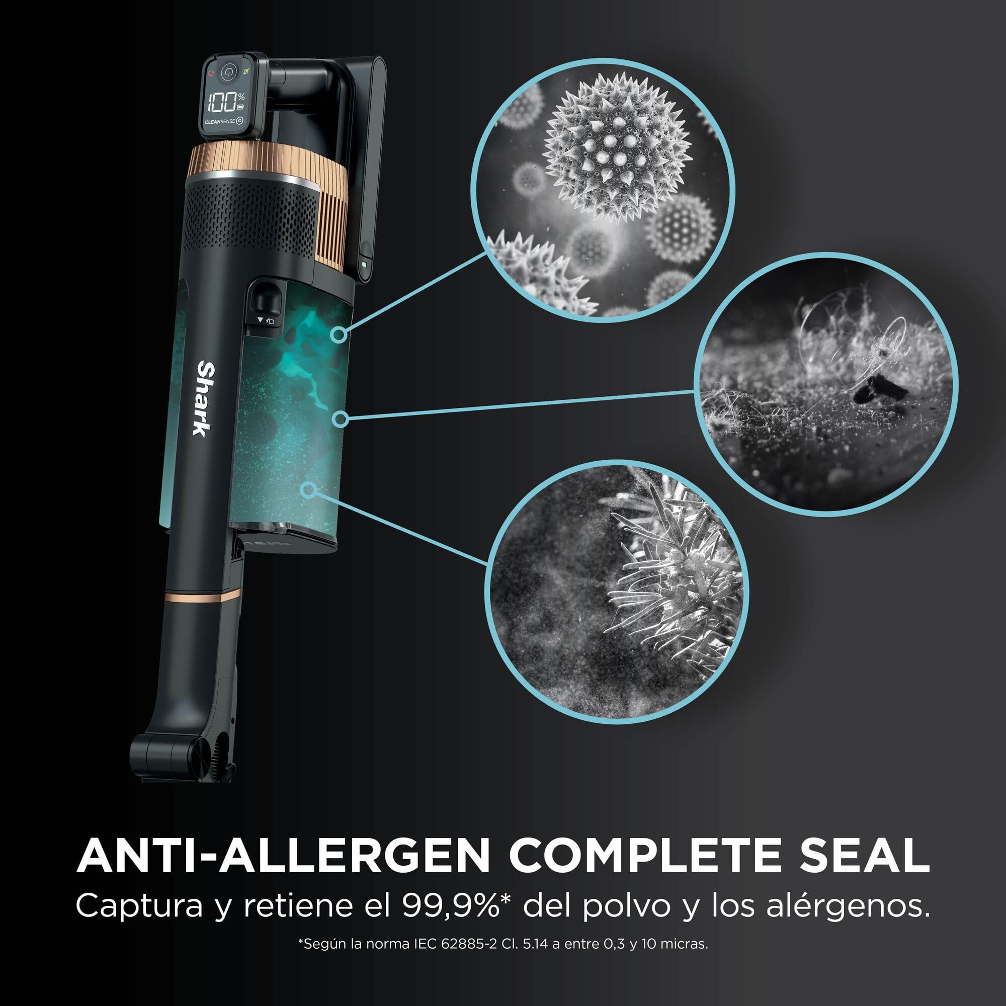Shark Stratos Aspiradora sin Cable - Hasta 60 Minutos de Autonomía con Clean Sense IQ y Anti Hair Wrap - Incluye Kit de Limpieza para Coche - Cobre, IZ400EUTBK