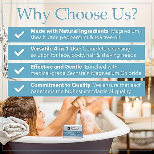 Miniatura 8 de Jabón a base de magnesio hidratante totalmente natural triple molido con árbol de té, menta y manteca de karité, esencial orgánico para baño y