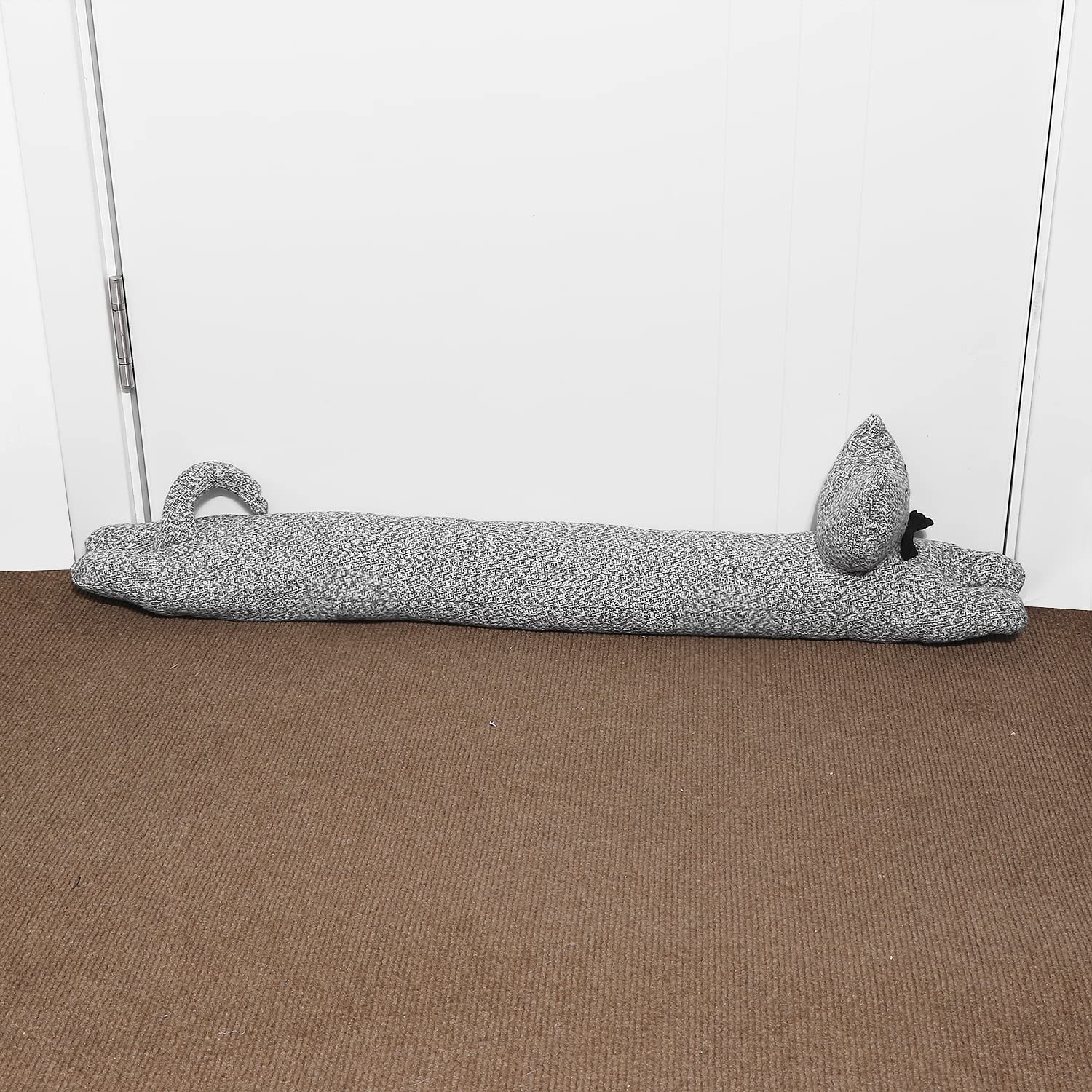 Robuster Zugluftstopper für die Tür, 91,4 cm, 1,4 kg, dekorativer schalldichter Tür-Zugluftblocker, energiesparender Zugluftschutz, graue Katze