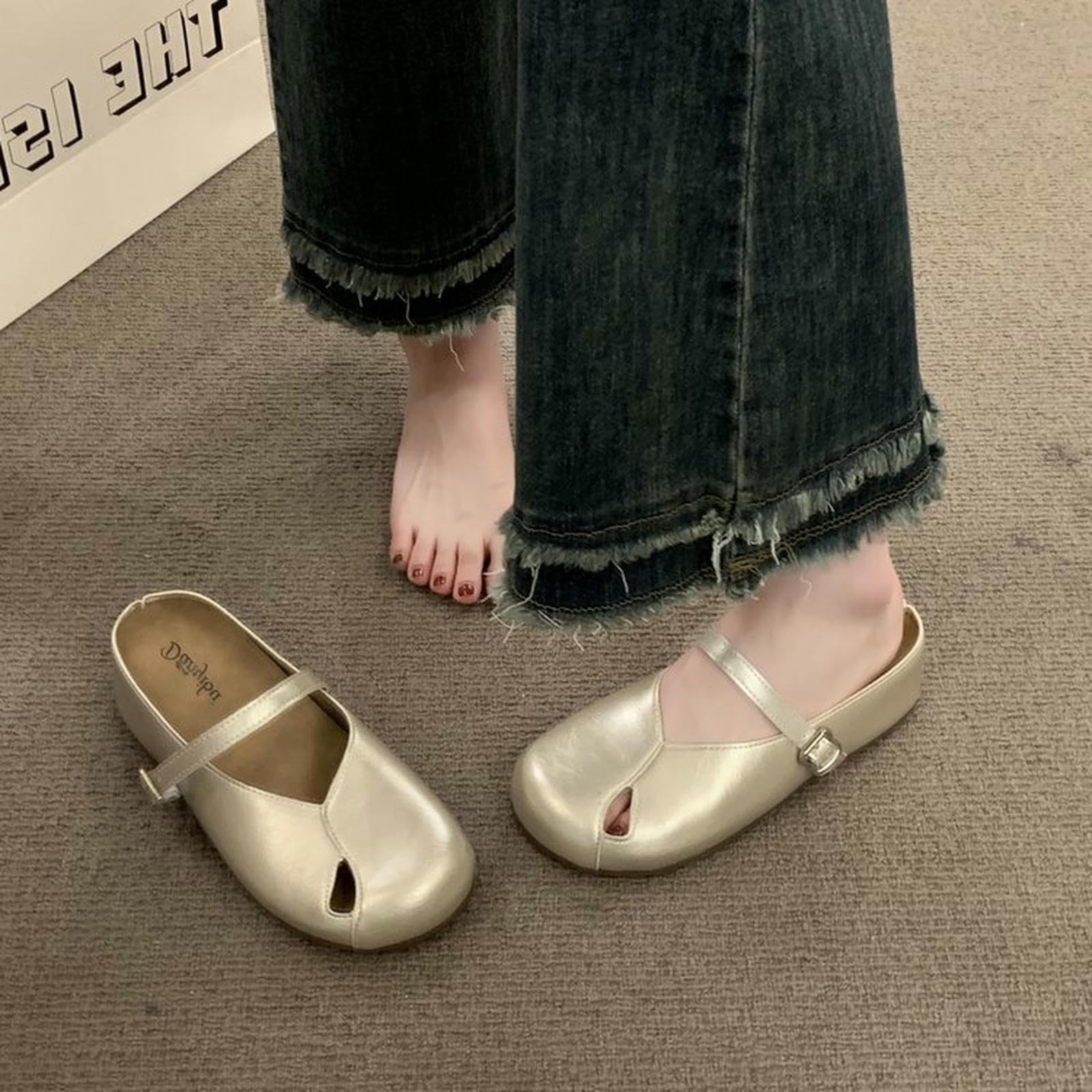 Donna Pantofole Mezzano di Mezzosangue Chiuse Che Migliorano Le Donne per Abbigliamento Casual con Gonne-argento-35