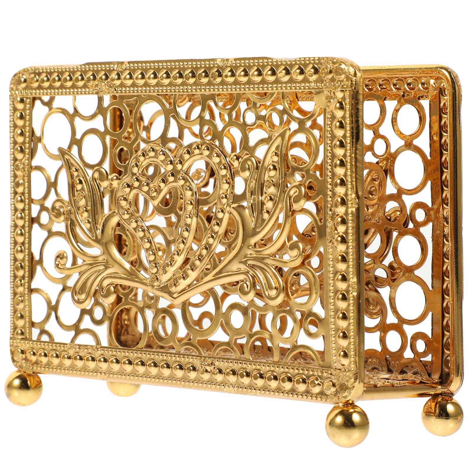 STOBAZA Desktop Stand Metal Napkin Holder Golden Table Napkin Organizer for Kitchen Hotel Table Farmhouse Rustic Napkin Holders Decorative Tissue Dispenser, 11X8X3.1CM (Golden) Servilletero