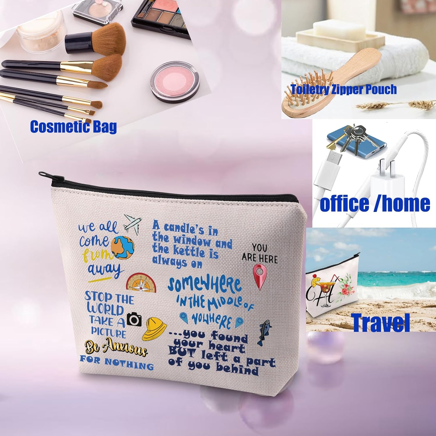 PXTIDY Travel Musical Makeup Bag Come F Away Musical Themed Gift Musical Theatre Gift - Image 6