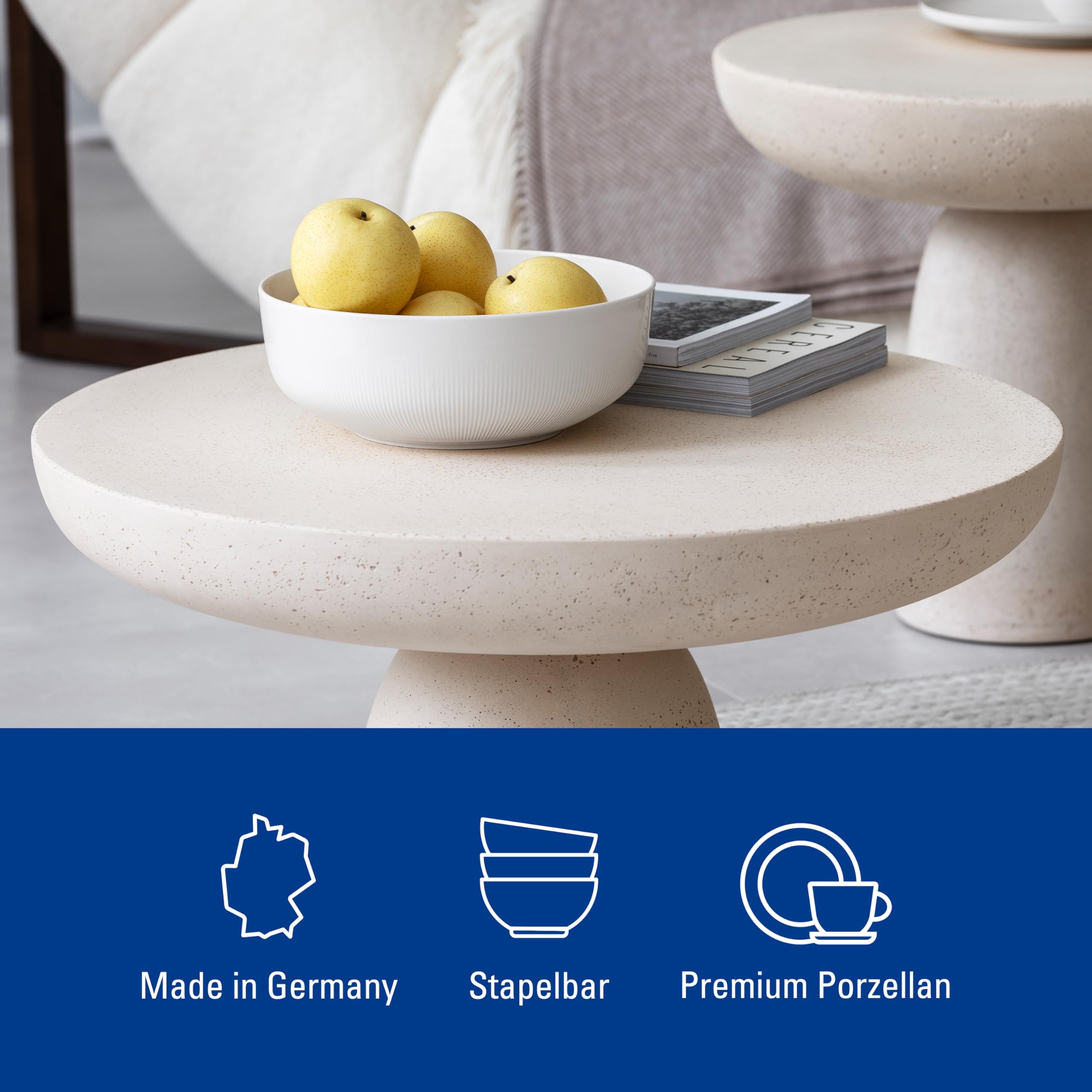 Villeroy & Boch - Afina miska z porcelany Premium, duża miska do serwowania, Made in Germany, można myć w zmywarce i używać w kuchence mikrofalowej, możliwość sztaplowania, biała