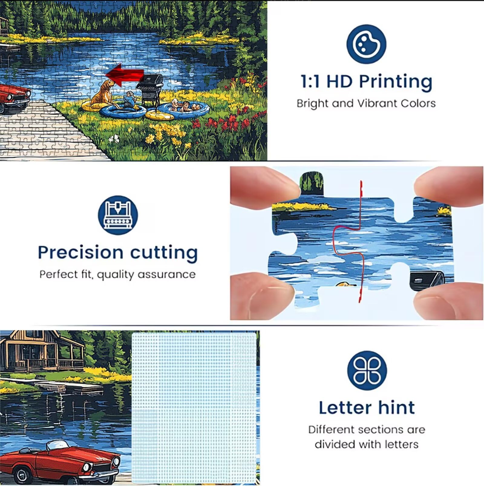 Puzzle lago paesaggio, Puzzle Adulti 3000 pezzi, Puzzles Legno con Squisita Scatola di Imballaggio, Rompicapo per Esperti con Incastro Perfetto, Stampa Alta Definizione, Regalo per Adulti W3H-904