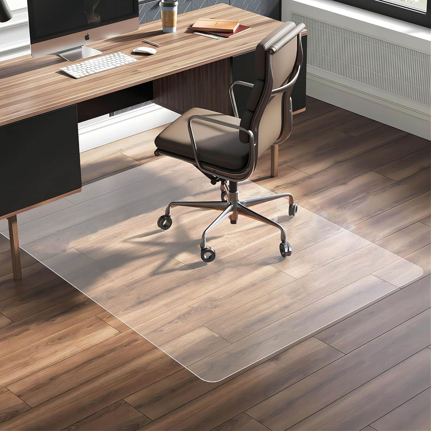 Naturehydro Chair Mat for Hardwood Floor, 45" x 53" Clear Desk Chair Mats, AntiSlip Plastic
