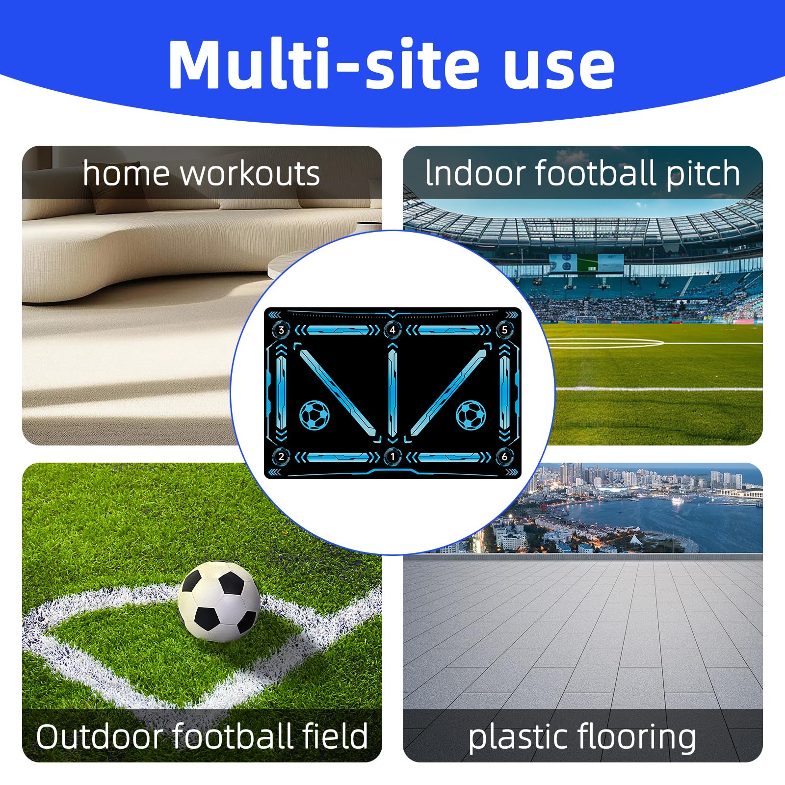 Soccer Training Equipment,Soccer Training Mat Improve Strength,Agility and Coordination,Anti-Slip Silent Absorption Soccer Footwork Training Mat