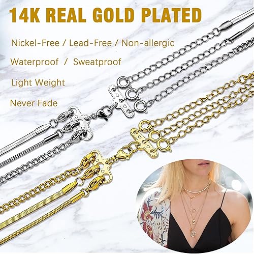 Miniatura 3 de 4 piezas de cierres de collar en capas doradas y plateadas para collar separador de collar para capas múltiples collares desenredantes cierres de